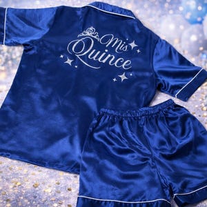 Personalized Mis Quince Pajamas Set, Quinceañera Pajamas, Custom Name Satin Pjs, Sweet 15 Pajama Set, XV Birthday Outfit, Mis Quince Gift