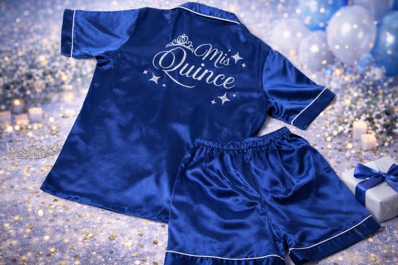 Personalized Mis Quince Pajamas Set, Quinceañera Pajamas, Custom Name Satin Pjs, Sweet 15 Pajama Set, XV Birthday Outfit, Mis Quince Gift