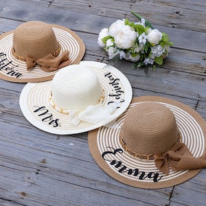 Bridesmaid Sun Floppy Hats, Bachelorette gifts, Bridesmaid sun hats, Bridesmaid proposal, Honeymoon hats, Customized hats-striped-autumn