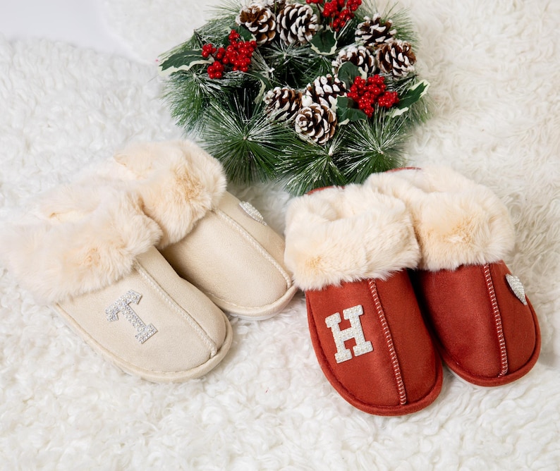 Christmas Custom slipper, Personalized Warm Slippers, Christmas gift, Winter Bridesmaid slippers, Bride slippers, Gift for her, Mom gift-new
