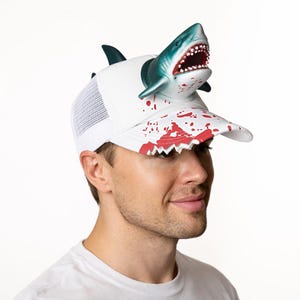 Custom Fish Caps, Men's Fish Trucker hat, Men's Trucker hat shark, Men's shark baseball caps, Men's fishing caps, Gift for him, Fishing Gift image 8