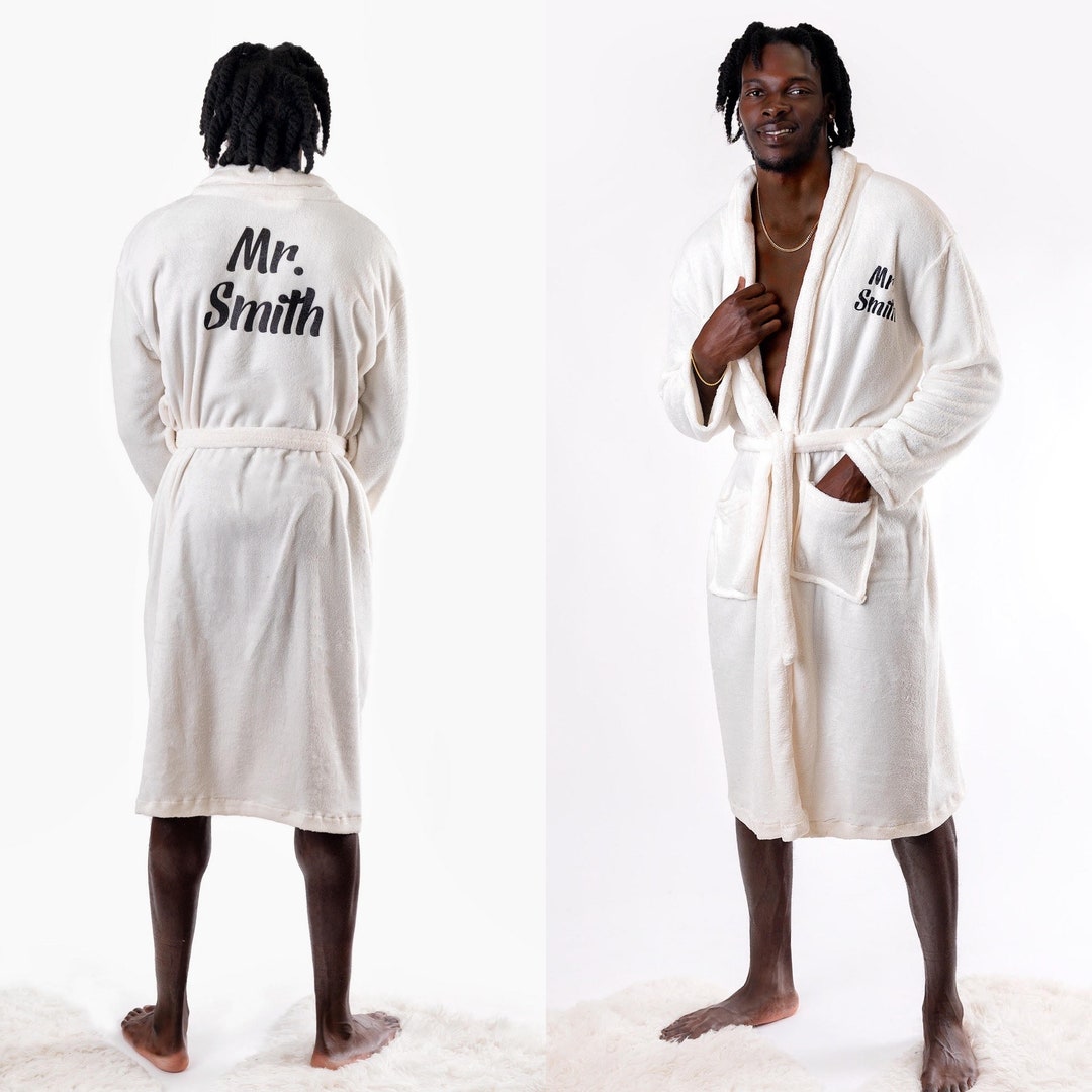Mr Custom Plush Bathrobe, Gift for Him, Groom Gift, Groomsmen Robe, Valentines Day Gift