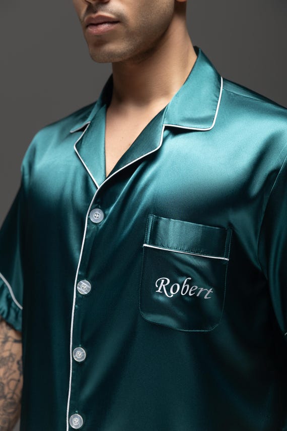 Personalized Satin Men's Pajamas: Personalized Groom Pjs - Etsy Israel