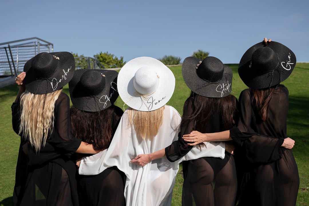 Personalized Sun Hats With Names, Bridal Sun Hat, Bridesmaids Custom