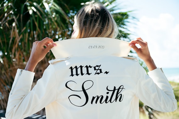 Custom Mrs Faux Leather Wedding Jacket: Gothic Bride Gift