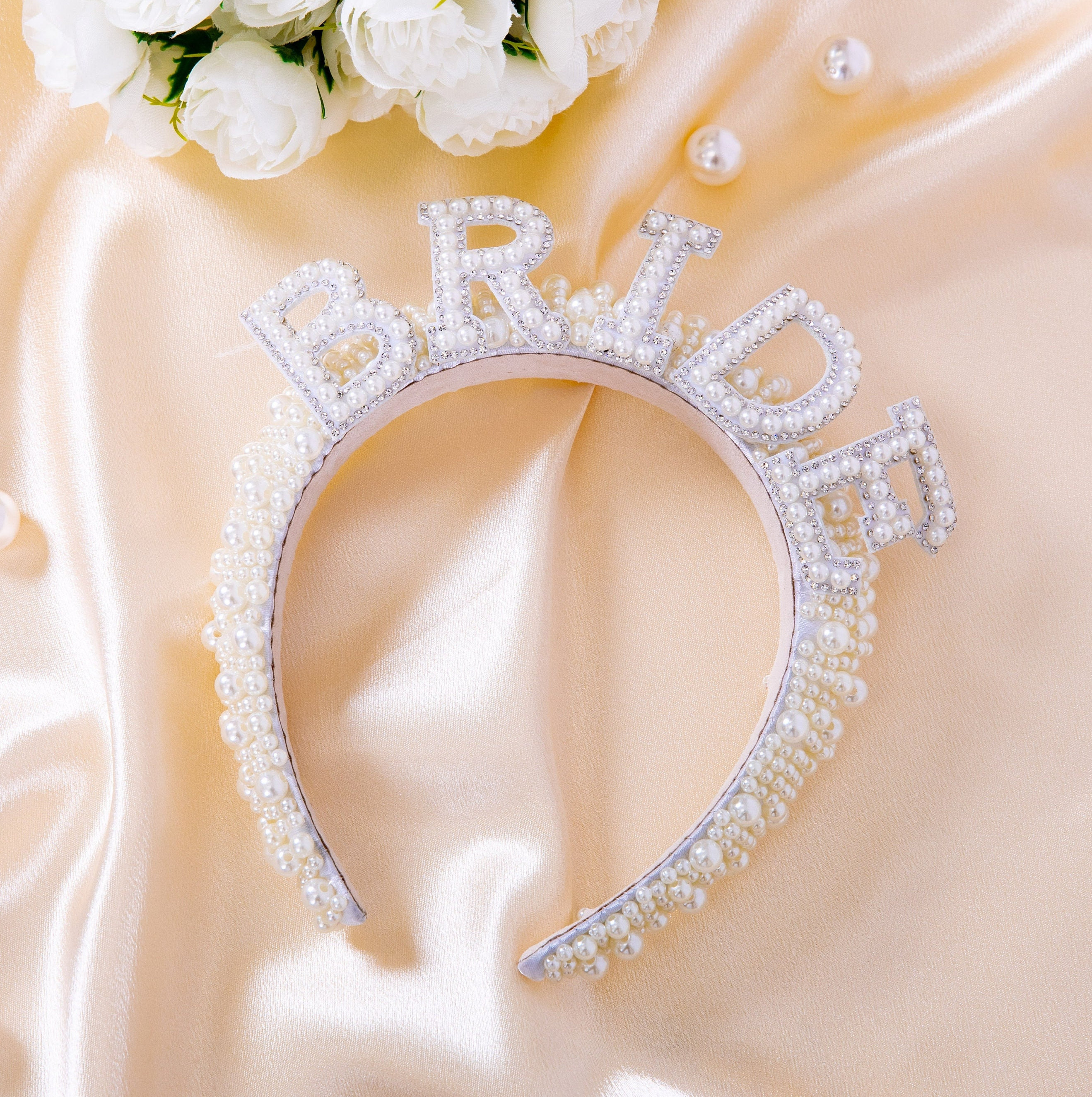 Pearl Bride Headband: Bachelorette Party Hair Accessory - Etsy display picture 1
