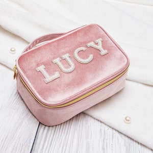 Custom Velvet Cosmetic Bag: Personalized Makeup Organizer, Travel Gift