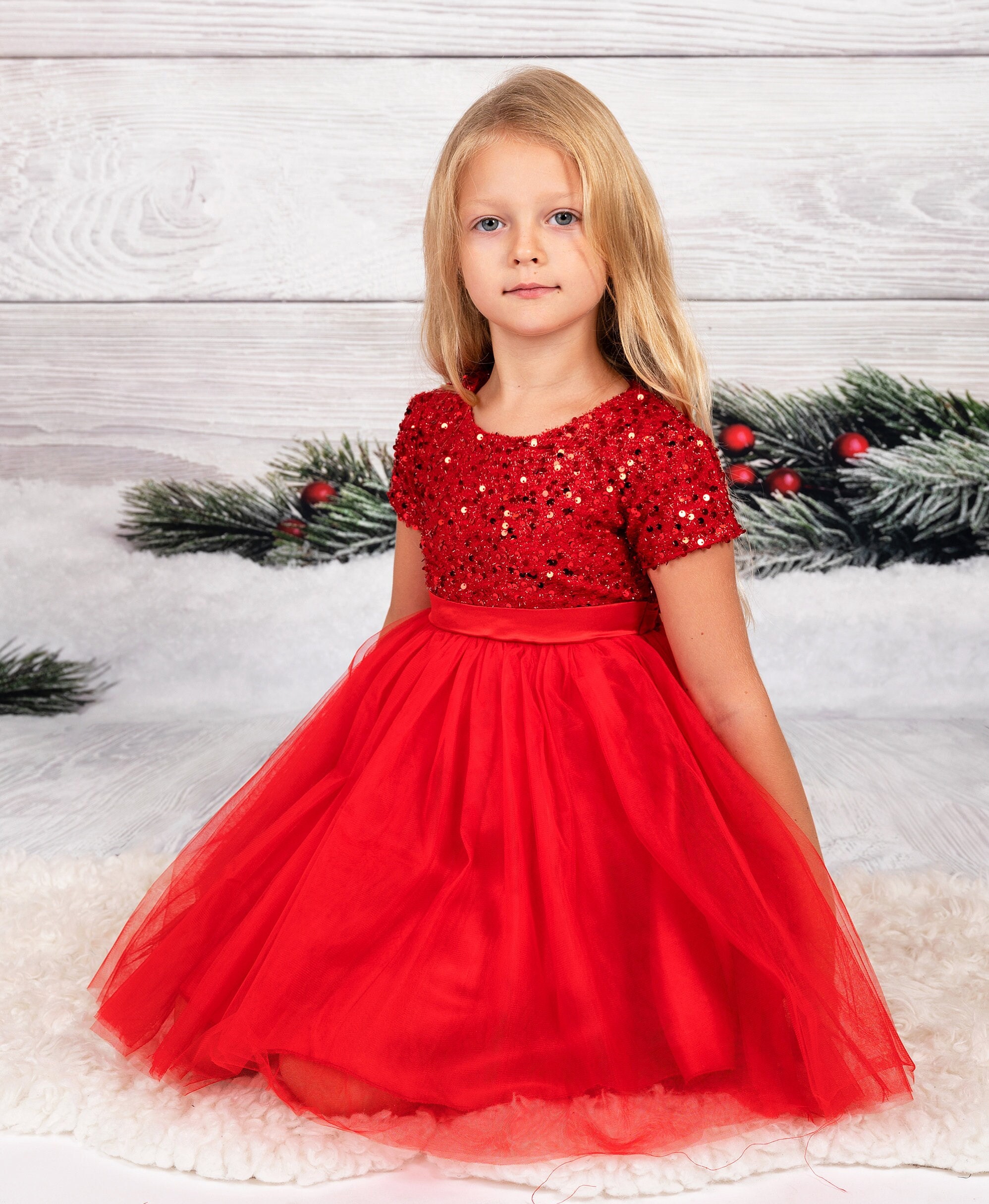 Robe rouge de Noël pour les filles, robe rouge Tutu à paillettes rouges,  cadeau de filles de Noël, robe tutu rouge de Noël, robe personnalisée pour  fille-style2 -  France