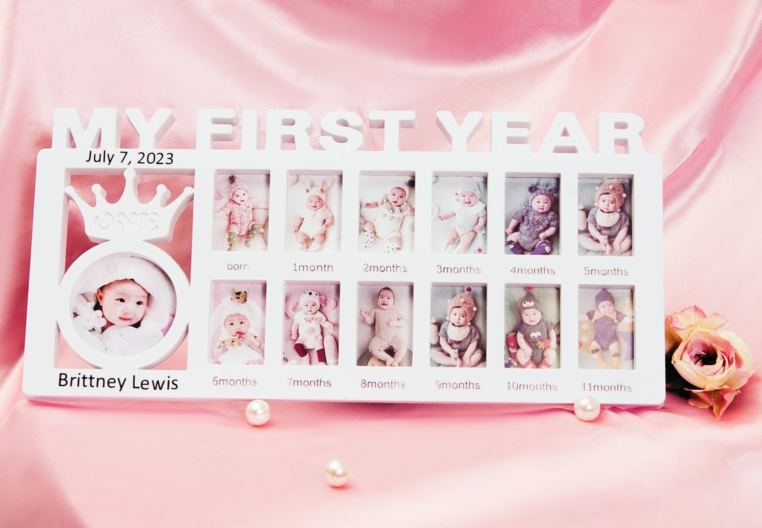 My First Year Picture Frame Personalized Baby Photo Frame Etsy
