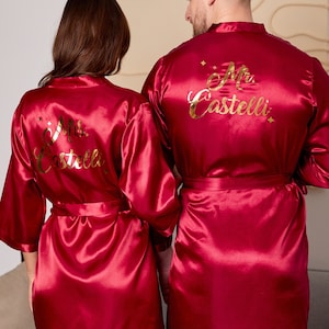 Honeymoon robes, Mr and Mrs Robes, Custom Satin robes for Couple, Spa Robes, Personalized Bride and Groom robes, Wedding gift - st.Amar