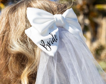 Bride Veil Bow: Bachelorette Party Headband, Custom Bridal Hair Bow