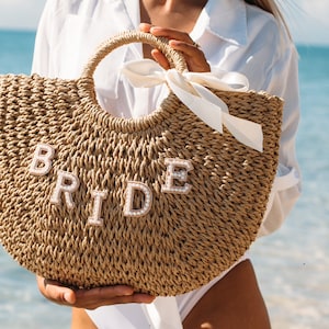 Bolsas de paja personalizadas, bolsa de playa personalizada para señora, cesta de paja personalizada, bolsa de despedida de soltera, bolsa de playa personalizada, bolso de paja, bolsas personalizadas st2 imagen 3