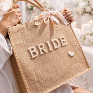 Custom Mrs Bride Tote Bag: Pearl Bachelorette Gift, Personalized Beach Bag image 3