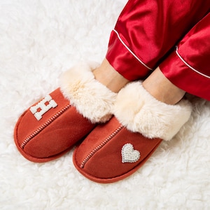 Christmas Custom slipper, Personalized Warm Slippers, Christmas gift, Winter Bridesmaid slippers, Bride slippers, Gift for her, Mom gift-new