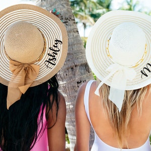 Bridesmaid sun hats, Personalized hat, Honeymoon hat, Bridesmaid gifts , Bachelorette gift,  Custom hats, Bridal party hat -striped-autumn