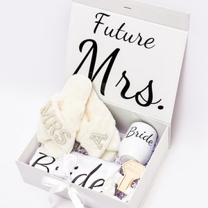 Personalized Bride Gift Box: Robe, Slippers, Tumbler & Scrunchie