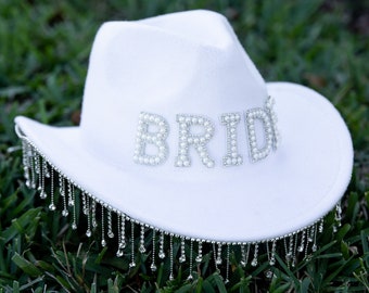 Custom Bride Hat, Cowboy Party hat, Bachelorette Custom Hat, Cowgirl Custom hat, Bridal gift, Bridal party favors, Bachelorette favors - new