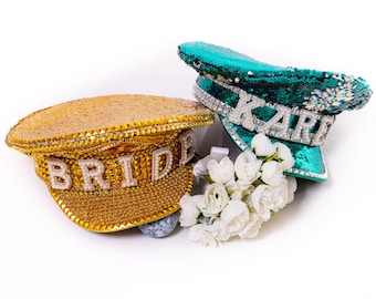 Custom Strass Kapitänsmütze: Pailletten Festival Cap