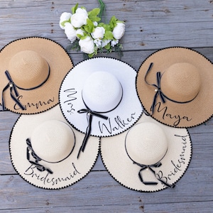 Bride Mrs Sun hat, Bachelorette hats, Bridesmaid Sun hats, Customized hats, Bachelorette favors, Bridal party hats, Mrs Bridal hat - w/pearl