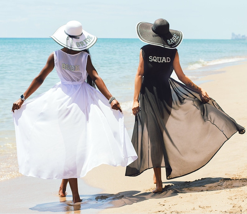 Bride and Bridesmaids Swim Long Cover Ups Bridesmaid Swimsuit Etsy