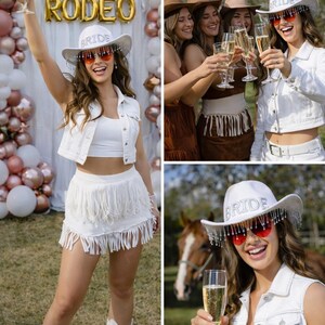 Custom Bride Cowboy Hat with Pearls: Bridal Cowgirl Bachelorette Gift image 10