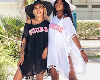 Custom Bridal Tassel Beach Cover-Up: Bachelorette Party Swim Cover