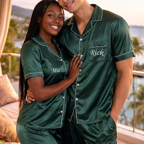 美品✨セオリー CRUSHED SATIN ブルゾン お家洗い可 ネイビー S Personalized Satin Couple Pajamas: Mr & Mrs Matching Pjs S+L - Etsy
