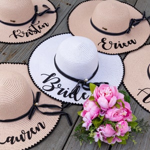 Customized hats, Bridal party hats, Mrs Bridal hat, Bride Mrs Sun hat, Bachelorette hats, Bridesmaid Sun hats, Bachelorette favors - w/pearl