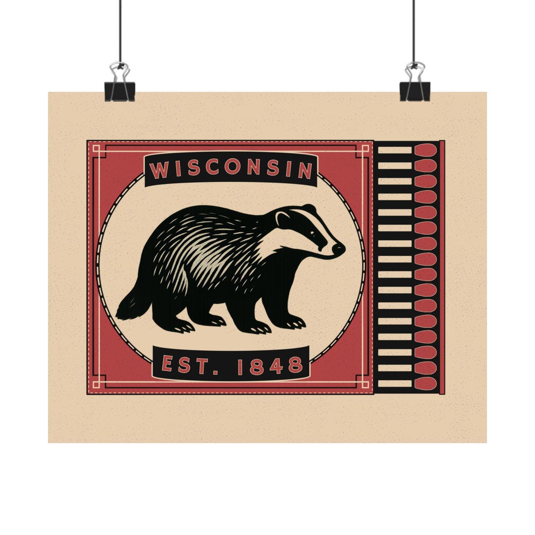 Vintage Wisconsin Badger Poster - 10x8, 14x11, 20x16 - Etsy