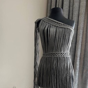 Macrame Beachwear,macrame dress, birthday dress, shiny material, crazy party dress, festival dress, fringed dress, black dress, boho dress,