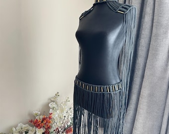 Macrame Beachwear,Makramee Kleid, Geburtstagskleid, glänzendes Material, verrücktes Partykleid, Festivalkleid, Fransenkleid, schwarzes Kleid, Boho Kleid,