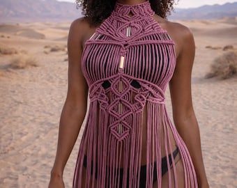 Macrame Beachwear,Makramee Kleid, Geburtstagskleid, glänzendes Material, verrücktes Partykleid, Festivalkleid, Fransenkleid, schwarzes Kleid, Boho Kleid,