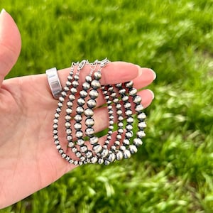 Western Sterling Silver Pearl Bracelets, Solid Sterling Silver Pearl Beaded Western Bracelet
