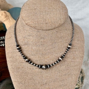 Detailed Sterling Silver Navajo Style Pearl Choker, Handmade Western Necklace