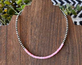 Pink Conch Sterling Silver Choker: Western Cowgirl Necklace