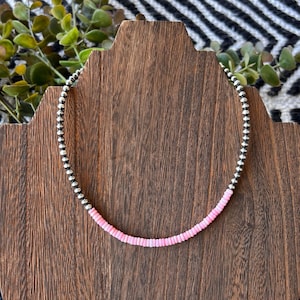 Pink Conch Sterling Silver Choker: Western Cowgirl Necklace