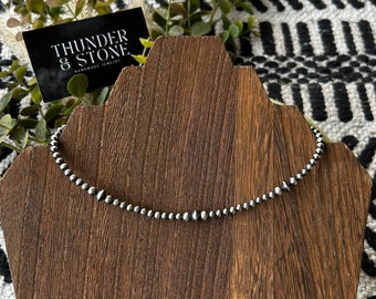Triple Saucer Sterling Silver Pearl Choker Necklace, Western Style