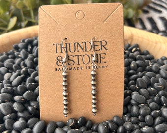 Navajo Inspired Sterling Silver Pearl Earring: Minimalist Western Earrings