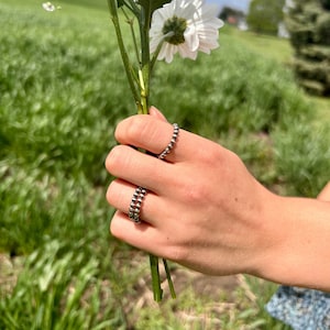 Sterling Silver Pearl Ring, Western Beaded Ring