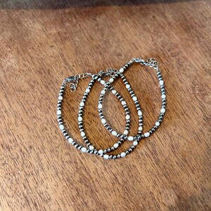 Freshwater Pearl and Sterling Silver Navajo Style Pearl Beaded Western Bracelet image 8