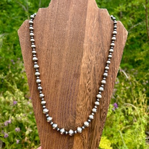 Graduated Sterling Silver Pearl Bubble Necklace, Sterling Silver Pearl Statement Necklace