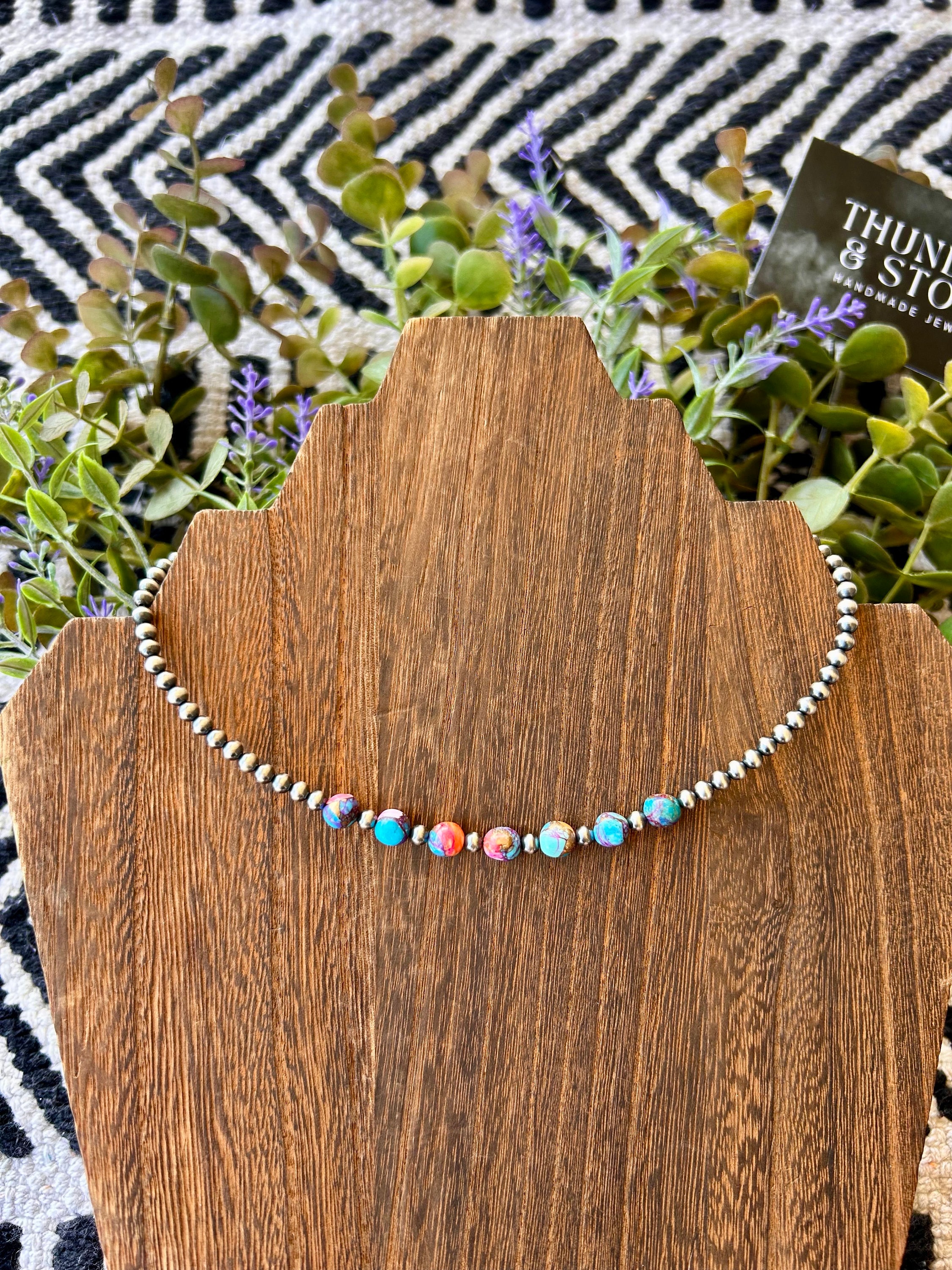 Pink Dahlia, and Kingman Turquoise, With Sterling Silver Navajo