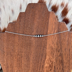 Dainty Sterling Silver Navajo Style Pearl Choker Necklace