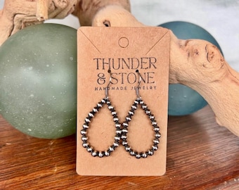 Sterling Silver Pearl Hoop Earrings, Minimalist Western Earrings