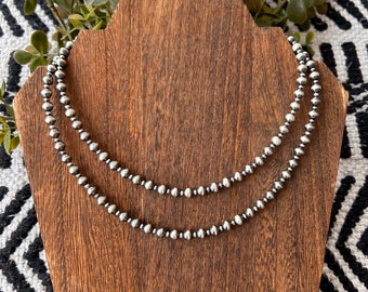 Navajo Style Pearl Bubble Necklace, Choose Your Lenth, Western, Sterling Silver, Necklace