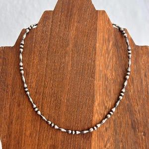 Sterling Silver Necklace: with Teardrop and Torpedo Shaped Sterling Silver Navajo Style Pearls