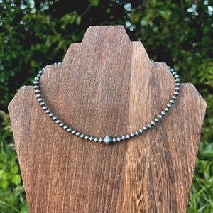 Sterling Silver Desert Pearl Choker Necklace, Silver Western Stacker Necklace