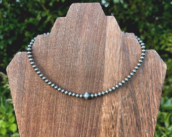 Sterling Silver Desert Pearl  Western Necklace With Large Pearl Center