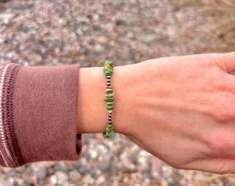 Genuine Green Turquoise and Sterling Silver Pearl Bracelet
