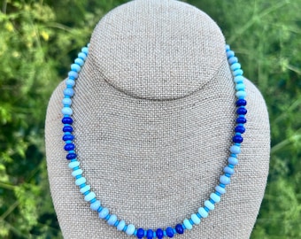 Blue Candy Opal Necklace: Monochromatic Trendy Jewelry - Etsy